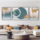 倍思家 现代简约客厅装饰画沙发背景墙壁画轻奢抽象挂画北欧风三联画 杏福满林 左40*60中80*60右40*60摩登黑