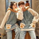 迪莉雅珊瑚绒情侣睡衣女冬季卡通学生可爱法兰绒睡衣秋天加绒加厚家居服 91109 XL 男