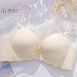 蝶蓝莎内衣女小胸上托聚拢一片式光面无痕显大少女无钢圈加厚蝴蝶结文胸 香槟色(单件) M 34/75(AB通杯厚约2.5CM)