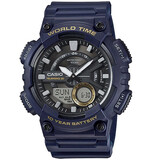 卡西欧（CASIO）男表  学生运动手表 多功能双显电子表 防水夜光石英表 夜光指针AEQ-110W-2A