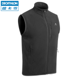 迪卡侬（DECATHLON）抓绒马甲男女秋保暖摇粒绒背心抓绒衣开衫冲锋衣内胆MH120 男款-黑色 XL