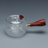 正扬玻璃功夫茶具套装家用锤纹花梨木双侧把泡茶壶耐热茶杯办公整套小 锺纹花梨木侧把-单壶