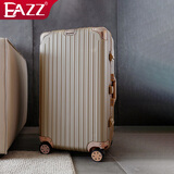 EAZZ【双层防爆锁 超大尺寸】行李箱铝框男女学生拉杆旅行箱密码箱子 【升级:磨砂防刮 铝框款】香槟色 28英寸 C型长途【约常规箱容量】