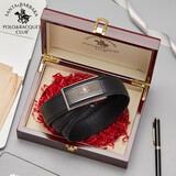 圣大保罗2026男士皮带男礼盒自动扣海豹纹头层牛皮裤腰带七夕情人节礼物 体重80kg以内 130cm