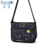 法姿新款斜挎包包女黑花色尼龙布包潮轻便妈妈单肩帆布小方包防水   1225 1225方程式 大号