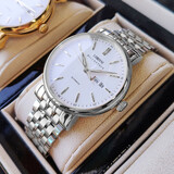 罗宾尼（LOBINNI）瑞士认证男士手表全自动机械表品牌前十大名圣诞节节礼物送男生友 都市新锐 | 银白钢 | 简约双历