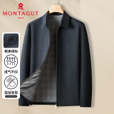 梦特娇（MONTAGUT）【防风保暖&抗磨损】24秋季格纹内里男士夹克翻领外套男 藏青 M