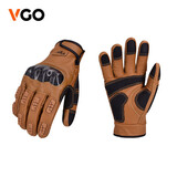 Vgo 摩托车骑行户外运动防护手套 长指全指 羊皮 碳纤维护板 防风防水 GA9638HL 核桃棕 L（掌围22.1-22.8 中指8-8.2）