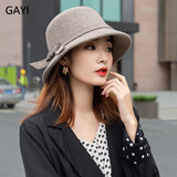 JIASHENGXI羊毛渔夫帽女冬季日系时尚帽子女秋冬百搭圆脸合适韩版潮洋气盆帽 驼咖色 可调节