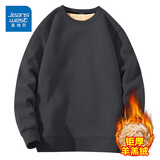 真维斯（Jeanswest） 冬季加绒加厚卫衣男士外套宽松简约大码青少年国潮圆领套头上衣 中灰#ZS纯色 L 【钜厚羊羔绒 一件可过冬】