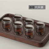 小雨点玻璃杯双层茶杯时尚水杯子商务咖啡杯办公家用透明玻璃泡茶 Q中号（240ML）玻璃杯六只装