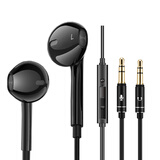 FOKOOS 听打测试耳机入耳式书记员考试专用有线带麦台式电脑双头耳塞双声道带麦克风话筒双孔双线耳麦 黑色【3.5MM双插头】