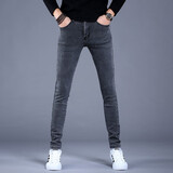 圣彬霸新款秋冬男士灰色牛仔裤男修身小脚男裤厚款休闲韩版潮流紧 常规款 28