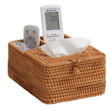杺园 越南藤编纸巾盒车载家用客厅餐桌创意环保抽纸盒田园风 藤编多格无提手纸巾盒