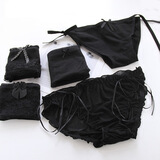 骁芬内裤女黑色少女洛丽塔日系蝴蝶结系带蕾丝棉女士内裤软妹三角裤 黑色日系风(5条装) 均码 90-130