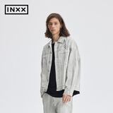 英克斯（inxx）ALLPICK 邓佳鑫同款新复古做旧潮流短情侣牛仔外套美式夹克城市户 白色 L