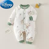 迪士尼（Disney）婴儿衣服秋冬季保暖纯棉a类薄棉服装连体衣新生儿夹棉长袖哈衣宝 绿色考拉薄棉连体衣 90cm 90码建议1-2岁