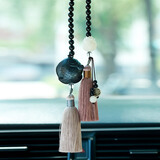 梵心 汽车挂件车内吊饰品出入平安檀木高档男女士创意车载后视镜挂饰 典雅香槟【菩提子莲花款】