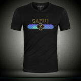 HUI YI MING PIN 欧洲站美杜莎烫钻修身圆领男T恤短袖丝光棉潮流大码休闲半袖体恤 238黑色 S(80斤-100斤)