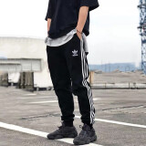 阿迪达斯（adidas） 三叶草男裤 25夏季新款运动裤跑步训练健身裤子棉质透气休闲长裤 GF0210/经典黑/偏小一码 S /175/80