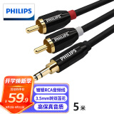 飞利浦（PHILIPS）3.5mm转双莲花 音频线一分二 2RCA公对公连接线手机电脑音响转接线5米 SWR2121E/93