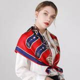 达芬奇密码真丝丝巾春夏100%桑蚕丝真丝大方巾披肩丝巾妈妈生日礼物 富士山下 红色