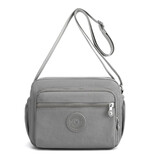 新款帆布女包中年妈妈单肩斜挎包女防水多层次轻便休闲小牛津尼龙布包 灰色