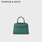 CHARLES&KEITH金属扣带手提单肩妈妈包凯莉包包女包生日礼物CK2-50160102 Teal蓝绿色 M