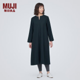 无印良品（MUJI）女式 起毛 V领长袖连衣裙 女款长裙裙子秋冬 女装 BC2FBC3A 深藏青色 S (155/80A)