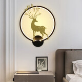 卡梦尔 现代简约壁灯卧室床头灯 北欧婚庆创意小鹿客厅过道楼梯墙壁灯具 黑框-款-【暖光】