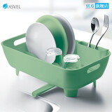 阿司倍鹭（ASVEL）家用厨房沥水架碗碟架 筷子盘杯子塑料蔬菜水果置物收纳 绿色窄型