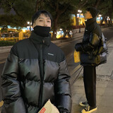 杜小闲棉服男潮牌冬季加厚宽松棉袄面包服潮流学生情侣棉衣外套衣服男装 P01 黑色 XL [建议120-140斤]