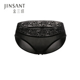 金三塔女式内裤女真丝花边低腰无痕三角裤NZF9C218 黑色7100 M