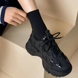 回力精选女鞋上班工作久站不累脚25春秋新款女士运动鞋跑步鞋休闲鞋子女 黑色(皮面+网面) 38