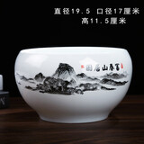 源老舍碗莲盆荷花缸景德镇经典专用水培花盆容器水养小金鱼无孔陶瓷家用 大号富春山居荷花缸