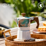 Zigo摩卡壶意式手冲咖啡壶创意手绘限定神龙壶 一杯份