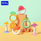 澳贝（auby）婴儿牙胶小蘑菇安抚硅胶磨牙宝宝防吃手玩具咬咬乐牙咬胶摇铃 【新品】果冻牙胶摇铃豪华6件套