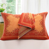 金号（KING SHORE）纯棉提缎绣花枕巾2条装  情侣枕巾一对装 全棉加厚款枕头巾 2028款棕色2条 两条装