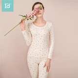 爱帝【棉柔亲肤】女士保暖内衣文艺淑女印花清新保暖衣秋衣秋裤套装 杏色-7611 XXL(175/150)