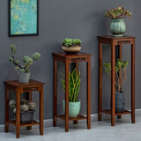 淘之良品落地阳台多层花架客厅绿萝多肉植物花盆架室内中式鱼缸架盆景架子 加厚茶色方形-高90cm