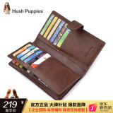 暇步士（Hush Puppies）男士卡包三折多卡位多功能卡套PU皮竖薄款银行卡包钱夹 啡色