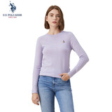 U.S. POLO ASSN.保罗针织衫秋冬季长袖T恤保暖羊毛衫打底衫时尚百搭 淡雅紫003【圆领】 M