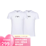 阿玛尼（ARMANI） 男装短袖t恤男士时尚休闲修身薄款微弹短袖T恤两件装 白色 S(推荐体重110-130斤）