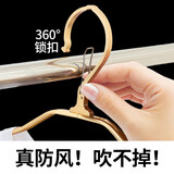 晾温馨铝合金防风衣架家用加粗衣架无痕衣撑衣柜挂裤架晒衣架成人衣服架 标准防风款小号【香槟金】 10支