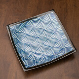 美浓烧（Mino Yaki） 美浓烧日式精美 实用餐具大号家用陶瓷海波纹 9.5英寸方形大盘23.5*3.3CM