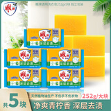 雕牌透明皂净爽青柠洗衣肥皂深层去渍无磷家庭装洗衣皂去渍去污手洗 252g*5块