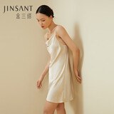 金三塔真丝睡衣女100%桑蚕丝性感居家可外穿真丝吊带裙睡裙丝绸睡衣礼物 白玉兰色（19姆米荡领） M