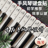 Blazefine手风琴键盘巴扬音位贴纸简谱通用右手B/C系统 初学入门五线谱琴贴 透明黑字琴键贴+擦琴布