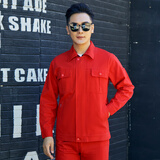 冠诺达（GUANNUODA） 全棉工作服套装男焊工春秋长袖工程服 电焊服防烫 汽修工程服劳 纯棉大红色套装 2XL (180)