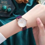 聚利时（Julius）品牌复古简约情侣皮带手表大小表盘男女款生活防水石英腕表JA-814 紫色小款